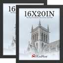 16x20 Picture Frame 2 Pack, Textured Black Solid Wood, Wall Gallery Poster Frame