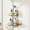 Yofidra Shower Caddy Hanging Adjustable Over the Shower Head Organizer Rustproof Bathroom Shelves with Soap Basket - Black