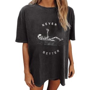 Wukreran Oversized Tops for Women Short Sleeve Shirts Dressy Casual Plus Size Cute Graphic Tees Summer Loose Fit T-Shirts (XX-Large)