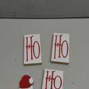 Thyle 4 Pieces Christmas Ho Ho Tabletop Decoration Wood Glitter Christmas Blocks Xmas Wooden Table Sign Holiday Xmas Dinner Party Decor (White with Red Letters)