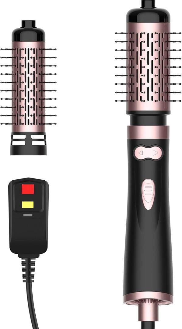 ANWA Rotating Hair Dryer Brush Spinning, 4-in-1 Rotating Brush Hair Dryer for Women, Hot Air Styler with 2 Detachable Brushes(1.5"& 2")