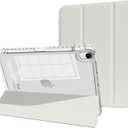 for iPad Air 11inch 2025/2024 M3/2,iPad Air 5th Generation case 2022 with Pencil Holder, 2020 Air 4th Generation case, Slim Smart Cover with Clear Shell for iPad Air 5 Case 10.9 Inch (Transparent White)