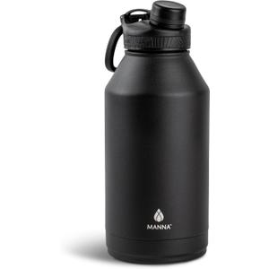 Manna Saratoga Double-wall Insulated Stainless Steel Bottle - 64 Oz - Powder Coated Black