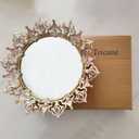 Vanity Tray, Ring Holder Jewelry Ornate Dish, Metal Decorative Makeup Tray for Vanity, Dresser, Bathroom, Bedroom