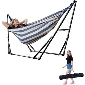 Portable Hammock with Stand for Outside or Inside,No Tree Required | 1 Minutes Tool-Free Setup | Adjustable Hammock for Indoor Outdoor Patio Yard | Carry Bag Included |450 lbs Capacity