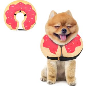 MIDOG Soft Inflatable Dog Cone, Donut E-Collar Alternative for After Surgery, Prevents Licking, Allowing Normal Eating & Vision, Comfortable Recovery Collar for Small Medium Large Dogs & Cats, Pink-S