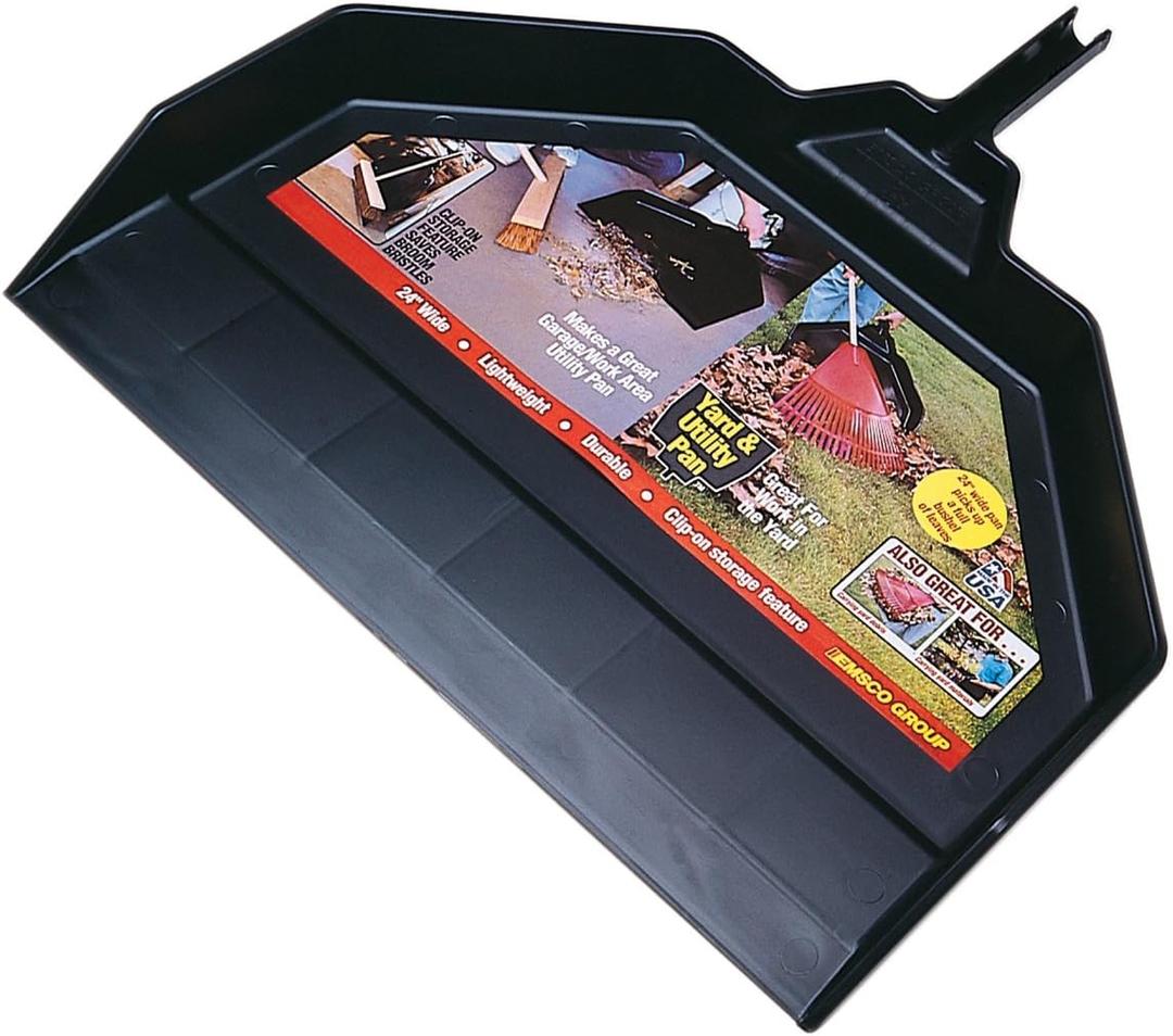 Emsco Group Enormous Yard & Garage Dust Pan  24-Inch Mouth  Lightweight, Durable  Clip-On Features