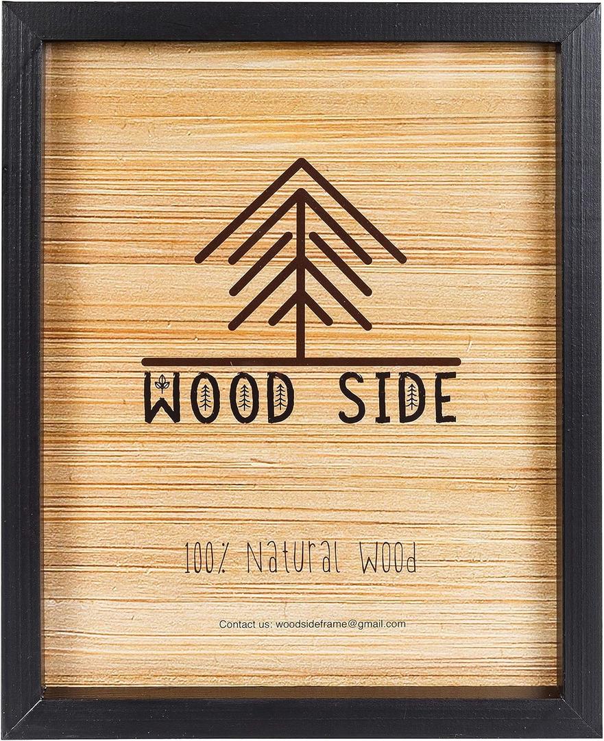 Black Wooden Picture Frame 11x14 inch - Solid Wood with Thick Borders for Wall Mounting Photo Frame