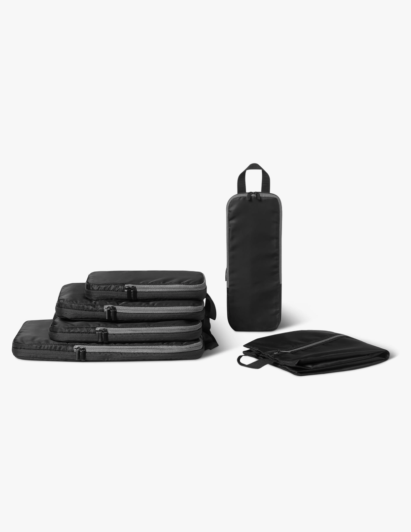 Amazon Essentials Ultralight Compression Packing Cubes Packing Organizer black 6 pack Black