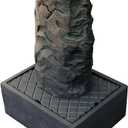 XBrand 31.75" H Gray Fiberglass Outdoor Modern Pillar Stone Textured Underground Water Fountain with Auto Shut Off Pump, Includes Underground Tank, Modern Outdoor Fountain, Lawn and Garden Dcor
