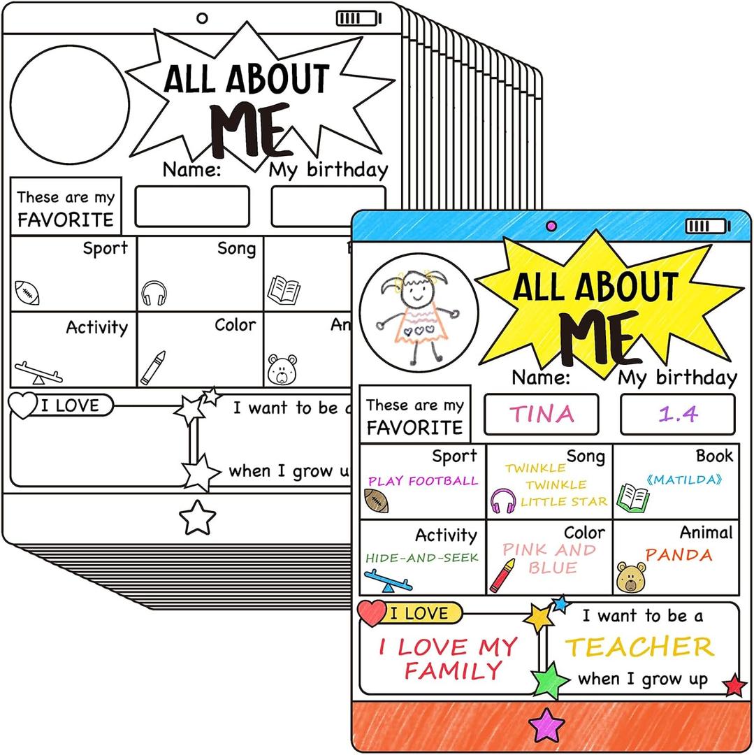 3 x Eersida 36 Pcs All About Me Posters Back to School Students Introduce All About Me Elementary School for Classroom Activities Star of the Week Posters for Preschool Kindergarten