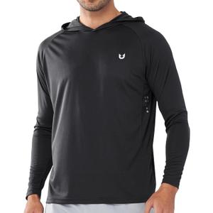 NORTHYARD Men's UPF 50+ Hoodie Shirts Long Sleeve Sun Protection Fishing Swim Beach UV SPF Rash Guard Quick Dry Lightweight (Black, XXXL)