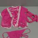 Lingerie Sets for Women Sexy Rave Outfits Lace Up Corset Bodysuit with Garter 2 Piece (Large, Hot Pink)