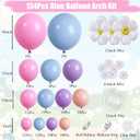 138Pcs Blue Balloon Garland - Flower Balloon Arch Kit - Pastel Pink Blue Purple Orange Daisy Balloons For Girl's Blue Birthday Decorations, Wildflower Party Decorations