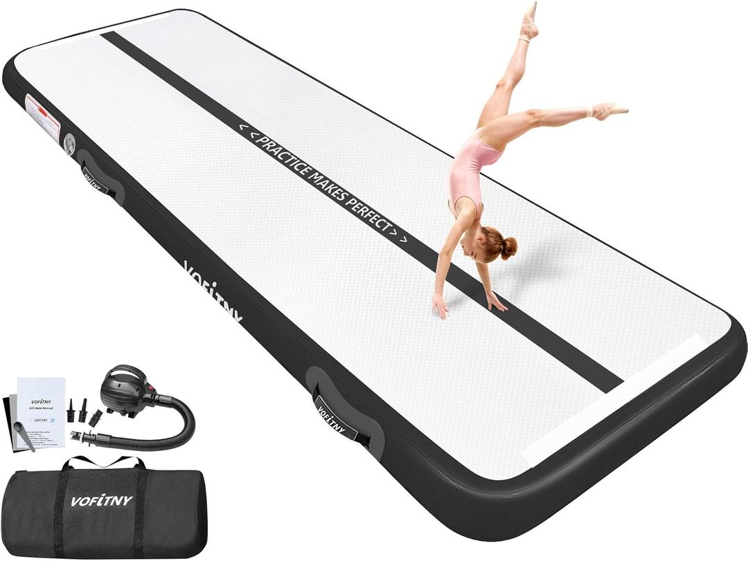 VOFiTNY All Purpose Gymnastics Mat 6.6/10/13/16/20 ft Sturdy Inflatable Tumble Track for Home/Gym (Black)