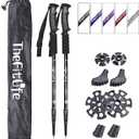 TheFitLife Nordic Walking Trekking Poles - 2 Sticks with Anti-Shock and Quick Lock System, Telescopic, Collapsible, Ultralight for Hiking, Camping, Mountaining, Backpacking, Walking, Trekking, From 26" to 51.2" (Black)