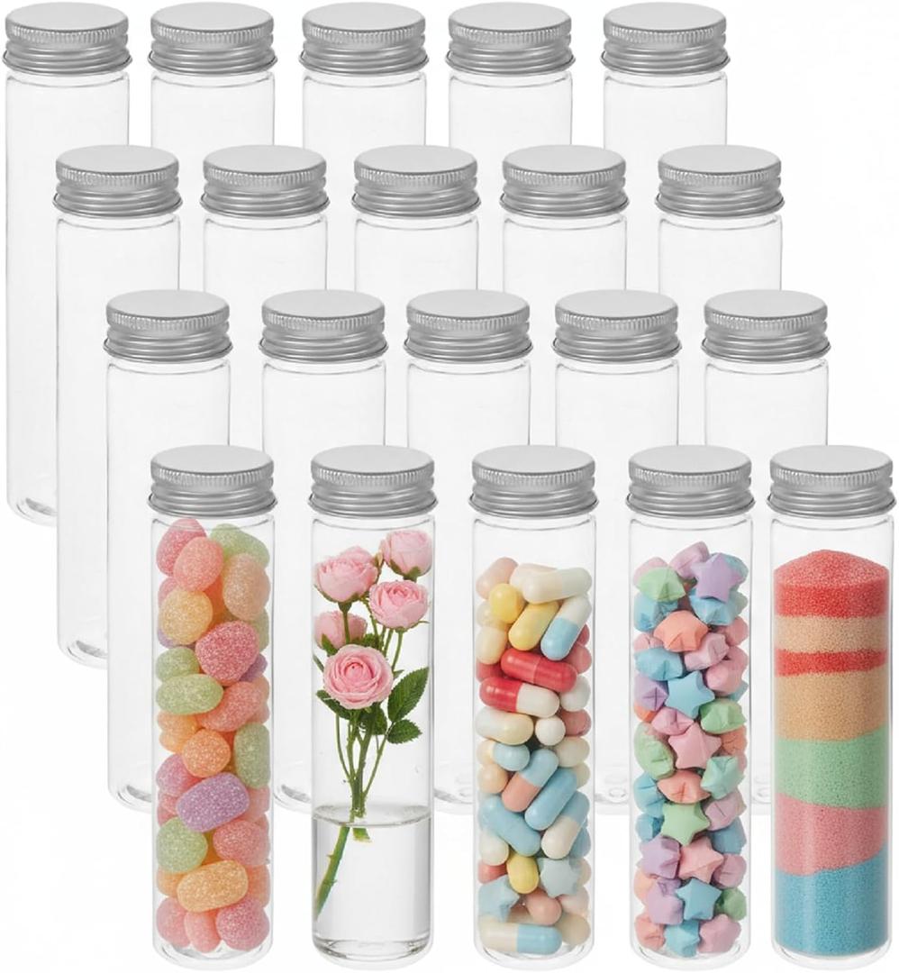 110ml Test Tubes with Screw Caps: 20pcs Clear Plastic Storage Tubes for Tea Leaves - Candy Containers for Wedding Party Christmas Dcor