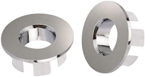 BWE Brushed Nickel Sink Basin Trim Overflow Cover for Kitchen and Bathroom Vanity Sink Solid Brass Vessel Insert in Hole Round Caps Pack of 2