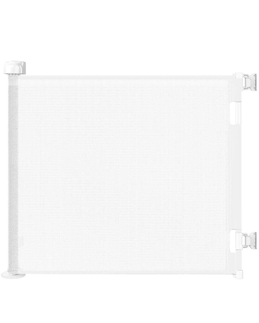 Retractable Baby Gate for Stairs & Doorways, 55" Wide x 33.6" Tall Easy Installation Mesh Dog Gate for Indoor & Outdoor Use,Pet and Dog Safety Gate for Hallways(White)