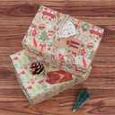 Aimyoo Kraft Christmas Wrapping Paper Set, Vintage Kids Xmas Gift Wrap Paper Rolls, Stockings Candy Canes Santa Deers Snowman Skating Shoes Designs,17 in x 16 ft per Roll