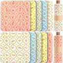 Redbaker 50 Pcs Reusable Paper Towels Paperless Reusable Cotton Cloths Toilet Absorbent Washable Paper Towels with Roll Kitchen Dishcloth for Kitchen Paperless Dishcloths(Floral Wreath)