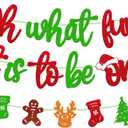 Oh What Fun It Is To Be One Banner Merry Christmas Tree Xmas Bell Deer Happy New Year Theme for Kids Boy Girl First 1ST Happy Birthday Party Red and Green Decoration