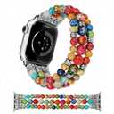 Moolia Stretch Natural Stone Strap Compatible with Apple Watch Bands 40/42/41/38mm Women, Jasper Handmade Bracelet Boho Beaded Band for iWatch Series 11 10 9 8 7 6 5 4 3 SE/Ultra 3 2 1 (Vibrant)