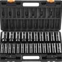 VEVOR Impact Socket Set 1/2 Inches 26 Piece Deep Sockets, 6-Point, Rugged Construction, Cr-V, 1/2 Inches Drive Socket Set Impact Metric 10mm - 36mm, with a Storage Cage