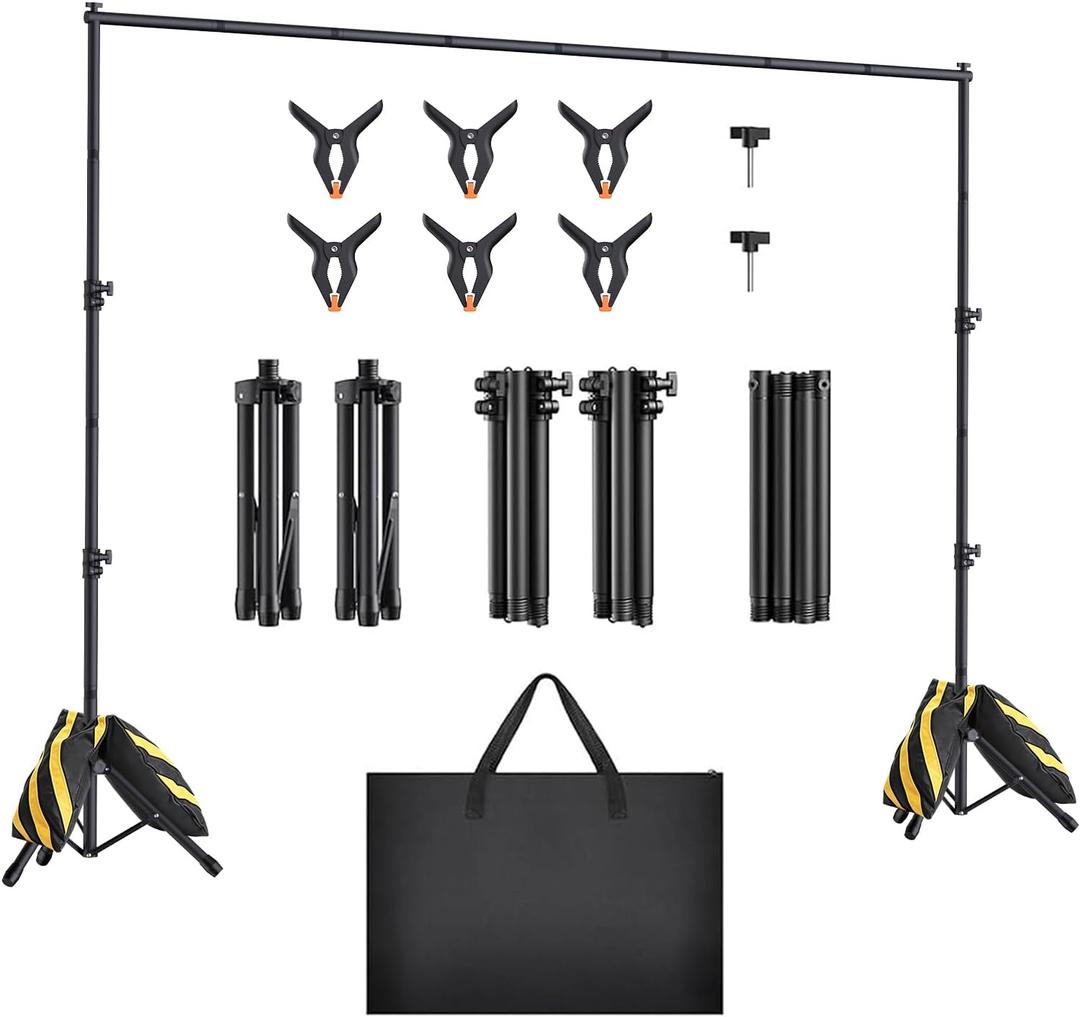Backdrop Stand 10x7.5ft, Height Adjustable and Width Adjustable Backdrop Stand, Back Drop Stand for Balloon Arch, Photo, Parties