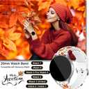 20mm Holiday Christmas Halloween Thanksgiving Watch Band Compatible with Samsung Galaxy Watch 7/6/5/4 40mm 44mm/Watch 6 Classic 43mm 47mm/Watch 5 Pro 45mm/Watch 4 Classic/Active 2 Smartwatch Replacement Strap (Autumn Color White)