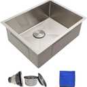 23 Inch Undermount Kitchen Sink - Delironexu 18 Gauge Stainless Steel Small Kitchen Sink, 23"x18" Single Bowl kitchen Sinks, Outdoor Kitchen Sink & Prep Sink with Accessories