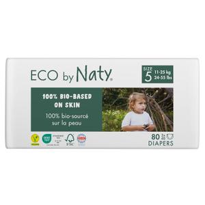 Eco by Naty Baby Diapers - Plant-Based Eco-Friendly Diapers, Great for Baby Sensitive Skin and Helps Prevent Leaking (Size 5, 80 Count)