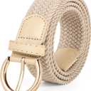 JASGOOD Women Men Braided Woven Elastic Stretch Waist Belt Golf Canvas Fabric Casual Belt for Jeans Pants