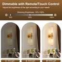 Morauroral Gold Battery Operated Wall Sconces Set of Two, Rechargeable Wall Sconce with Dimmable Remote Control, 20 Inch Wireless Sconce Wall Light for Bedroom, Living Room (Bulbs Included), 20 Inch2 Pack