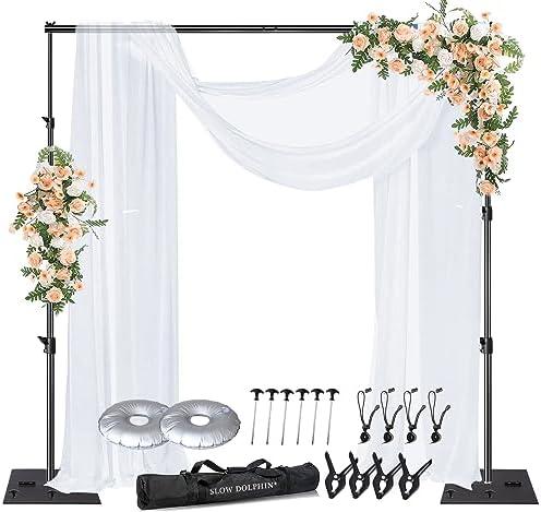 SLOW DOLPHIN Pipe and Drape Photography Backdrop Stand Kit Adjustable Photo Background Stand 10ft x 10ft with Metal Base for Parties Weddings Birthday Party Events Photo Booth