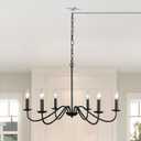 Plug in Chandelier, 6 Lights Black Rustic Chandeliers for Dining Room, Modern Farmhouse Chandelier Hanging Light Fixture with Switch for Living Room, Foyer, Bedroom, Kitchen Island