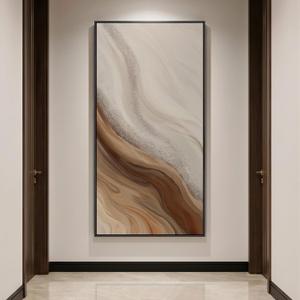 Large Framed Neutral Abstract Wall Art, Vertical Modern Canvas Prints Paintings Artwork for Walls, Beige and Earth Tone Minimalist Pictures Wall Decor for Hallway Bedroom Living Room Dining, Size: 60"L x 30"W