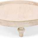 NIKKY HOME White Round Wood Decorative Tray, 12 Inch Rustic Farmhouse Centerpiece Decor for Coffee Bar, Kitchen Counter, Dining Room Table