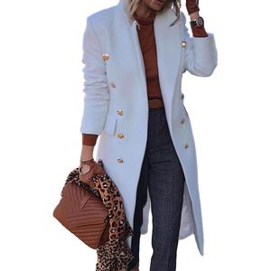 IDEALSANXUN Wool Coats for Women Fall Winter Dress Peacoat Long Trench Coat Double Breasted Blazer Jackets Overcoat (White), XL