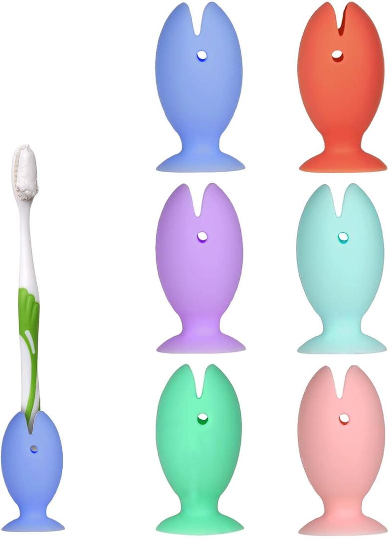 6 Pcs Toothbrush Covers Caps Silicone Fish Toothbrush Holder, Cute Standing Tooth Brush Cover, Toothbrush Head Travel Protector Cap for Household Travel, Camping, Bathroom, School, Business
