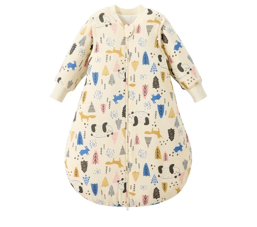 Duomiaomiao 3.5 TOG Baby Sleep Sack 100% Cotton Winter Long Sleeve Baby Wearable Blanket, Super Warm Quilted Comfy Toddler Sleeping Sack S