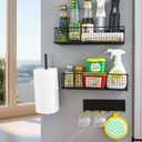 Magnetic Spice Rack for Refrigerator Magnetic Fridge Shelf for Kitchen Spice Organizer Magnetic Shelf, Classic Grid Design, 2*Spice Racks, 1*Hooks Rack, 1*Paper Towel Holder, 5*Removable Hooks