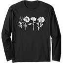 Women's Botanical Wildflower Flower Long Sleeve T-Shirt Size 2XL