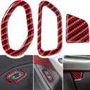 Carbon Fiber Door Lock Switch Button Glove Box Handle Switch Cover Trim for Chevrolet Corvette C7 Z06 Z51 ZR1 Stingray Grand Sport 2014 2015 2016 2017 2018 2019 Interior Accessories (Red 3PCS)