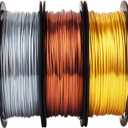 3 x Shiny Silk Gold Silver Copper PLA Filament Bundle, 1.75mm 3D Printer Filament, Each Spool 0.5kg, 3 Spools Pack, with One 3D Printer Remove or Stick Tool MIKA3D