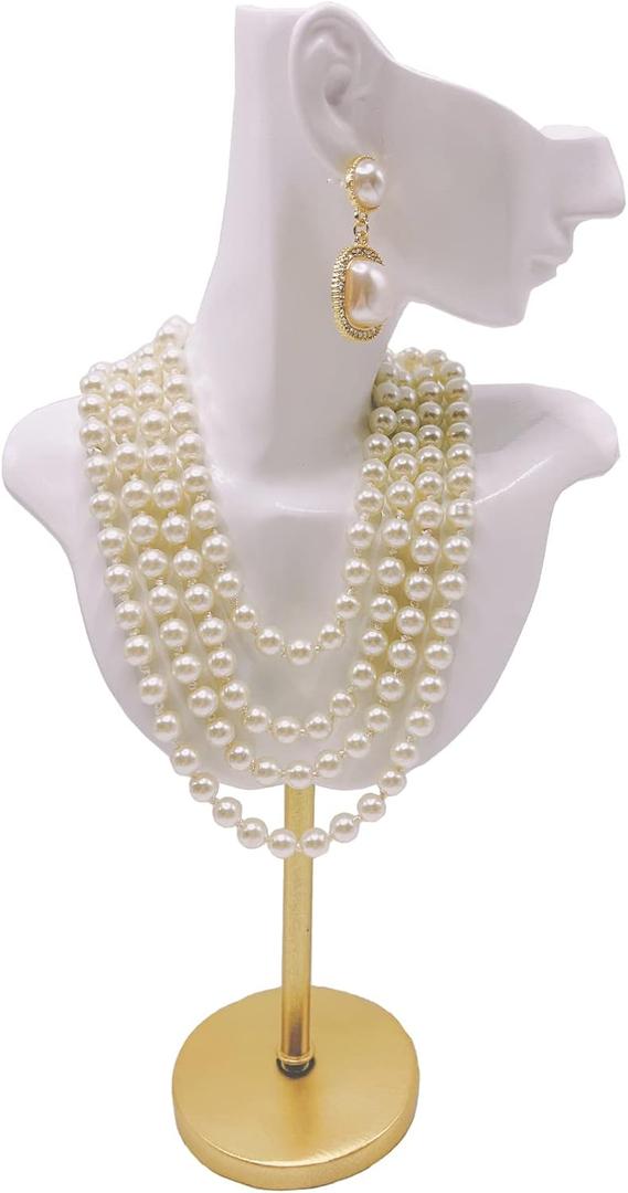 Jewelry Display Stand Jewelry Mannequin Bust Necklace Earring Display Holder Stand, Necklace Bust Jewelry Bust Stand Easel Rack for Selling Show Home Gift