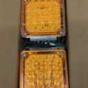 Amber/Red 52 LED Square Double Face turn signal lights, Truck fender Pedestal light Replacement for Kenworth/Peterbilt/Freightliner, Dual Studs Set of 2