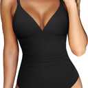 RXRXCOCO Women Tummy Control One Piece Swimsuits Slimming Shapewear Crisscross Back Bathing Suit, S