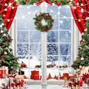 LYCGS 7X5ft Christmas Backdrop Winter Snow Scene Backdrop for Photography Christmas Window Background Xmas Tree & Party Decoration Banner X-171