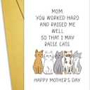 2 x Nchigedy Cute Cat Mothers Day Card, Mothers Day Gift for Cat Lover, Funny Mother's Day Card for Cat Mom